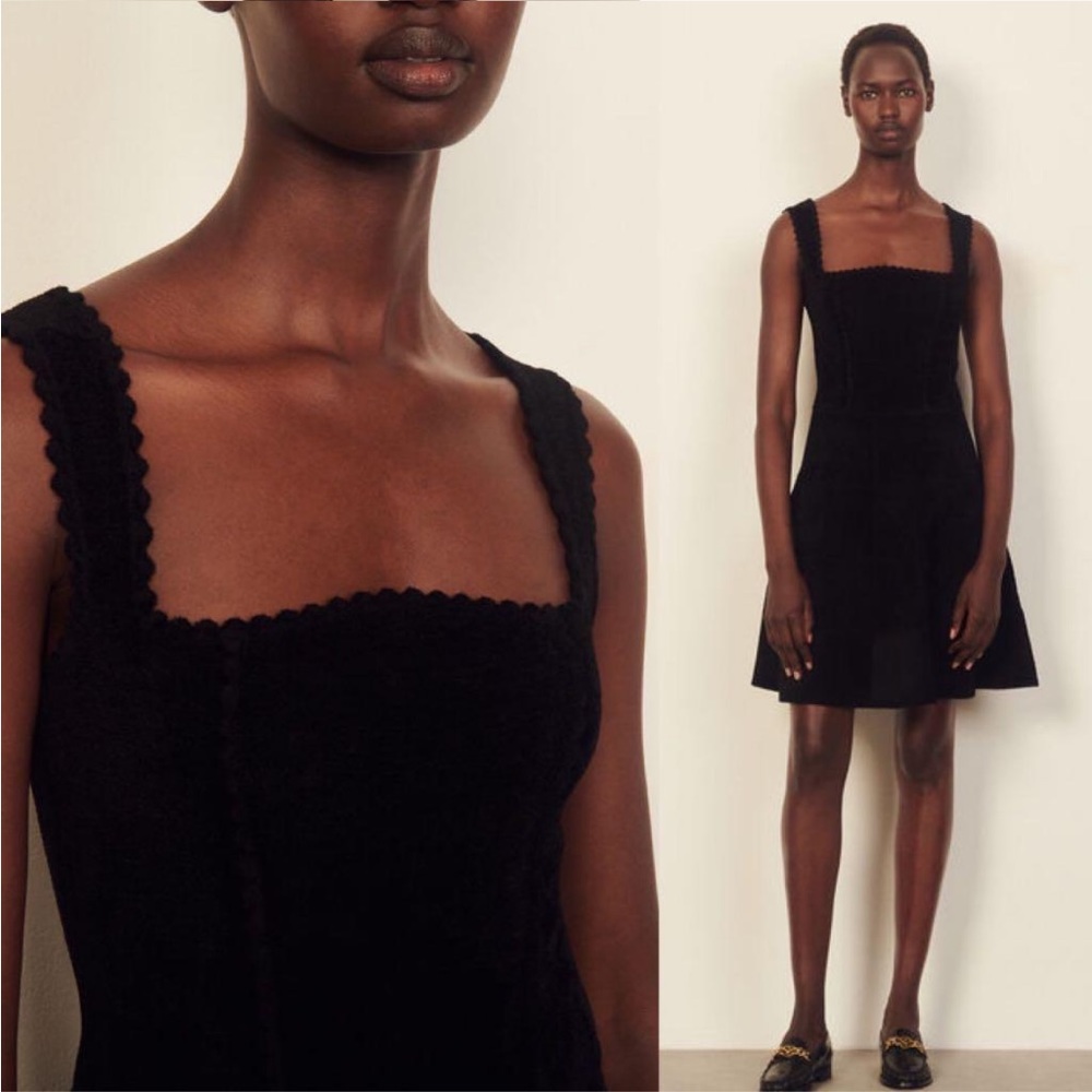 NWT 🖤 Sandro Chenille Knit Bustier Dress EU 38/ US 4-6